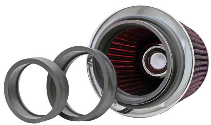 K&N Engineering Universal Air Filter Chrome Round Tapered - 4-inch Flange ID, Red