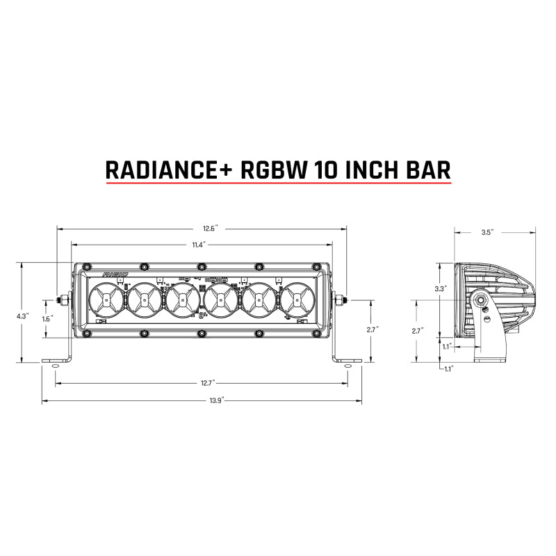 Rigid Industries Radiance+ 10-Inch RGBW Light Bar with Multi-Color Backlighting