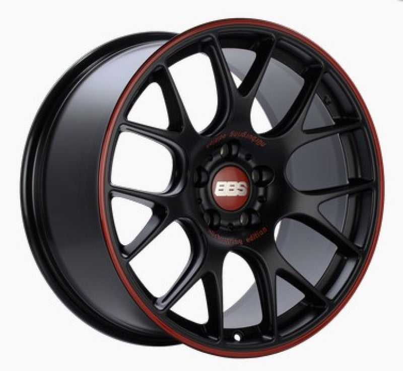 BBS CH-R Nurburgring Edition 18x8.5 Wheel with Satin Black Finish and Red Lip – 5x112 Bolt Pattern, ET47 Offset