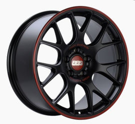 BBS CH-R Nurburgring Edition 18x8.5 Wheel with Satin Black Finish and Red Lip – 5x112 Bolt Pattern, ET47 Offset