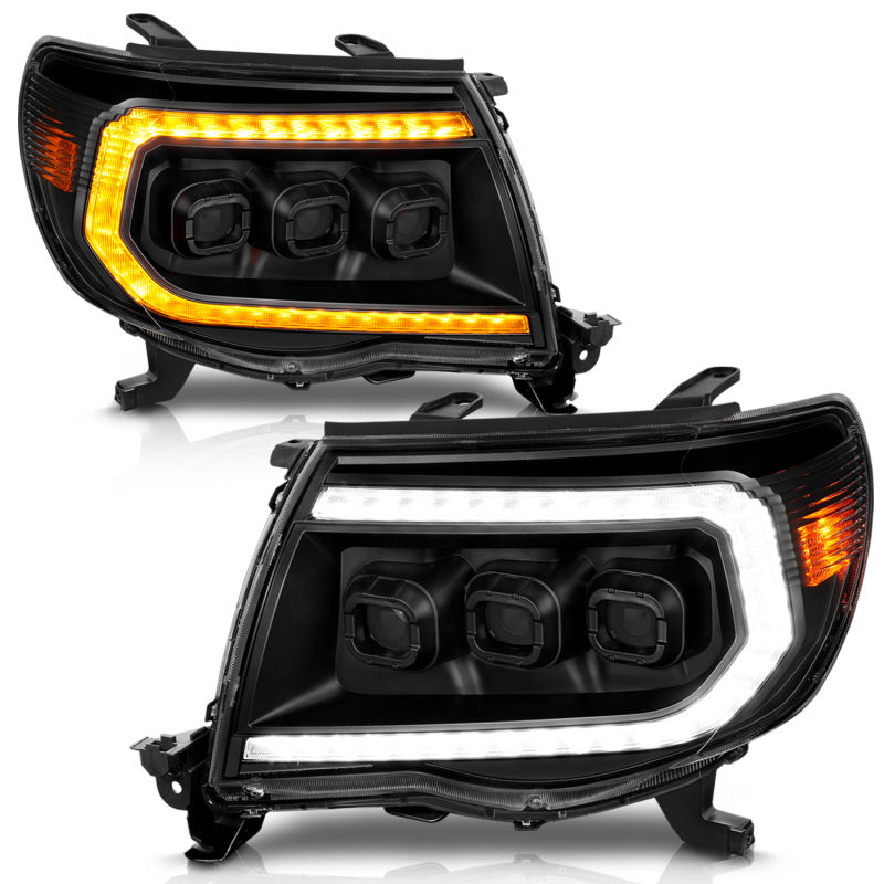 ANZO Full LED Projector Headlights for Toyota Tacoma 2005-2011 – Black with White DRL, Sequential Signal, and Initialization Features