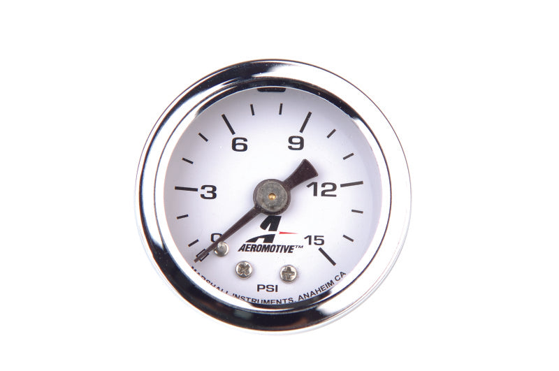 Aeromotive 0-15 PSI Fuel Pressure Gauge with Liquid Filled Design and Integral Equalizer Valve