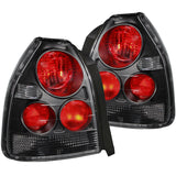 ANZO 1996-2000 Honda Civic Tail Light Assembly with Clear Lens and Black Housing - Pair