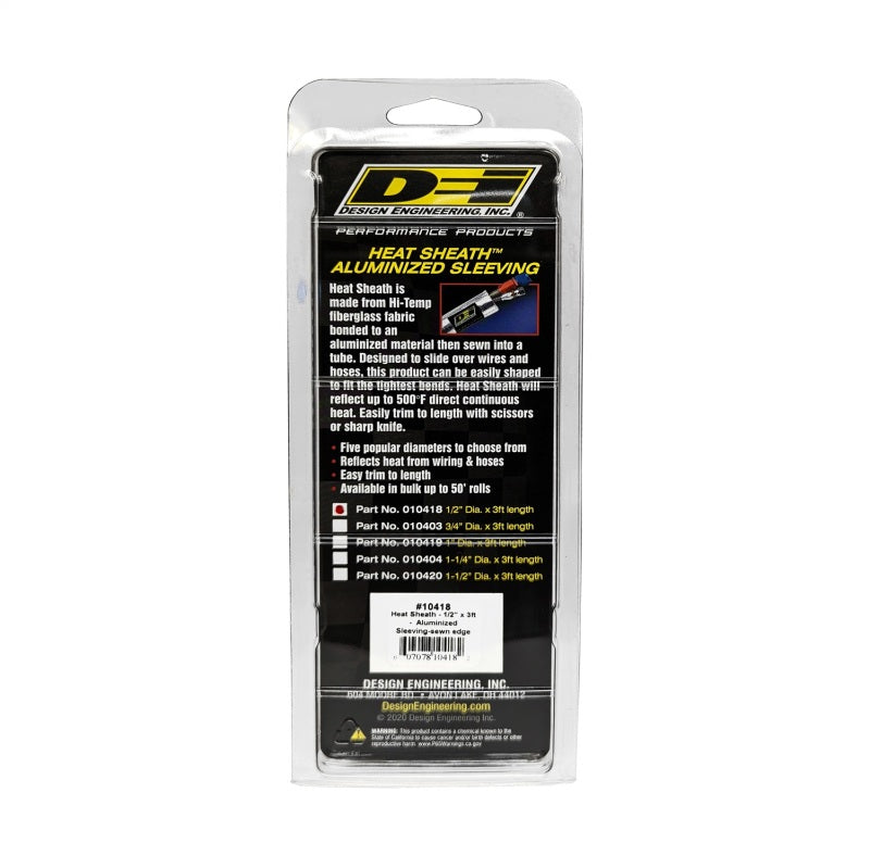 DEI Heat Sheath 1/2 inch I.D. x 3 ft Aluminum Sleeving for Heat and Abrasion Protection