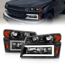 Load image into Gallery viewer, ANZO 04-12 GM Colorado/Canyon/i-Series Crystal Headlights with Light Bar - Black Housing, 4-Piece Set