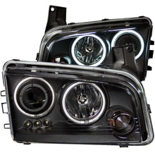 Load image into Gallery viewer, ANZO 2006-2010 Dodge Charger Projector Headlights with Halo, Black Housing and Clear Lens (CCFL) Pair