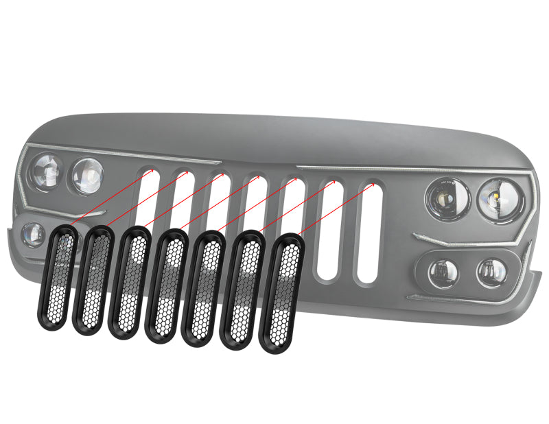 ORACLE Lighting Vertical Mesh Inserts for Vector Grille (JK Model Only) – Enhance Your 2007-2018 Jeep Wrangler