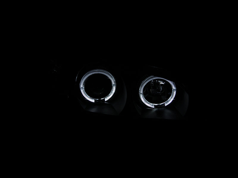 ANZO 2000-2004 Infiniti I30 & I35 Projector Headlights with Halo, Black Housing, Clear Lens, Pair