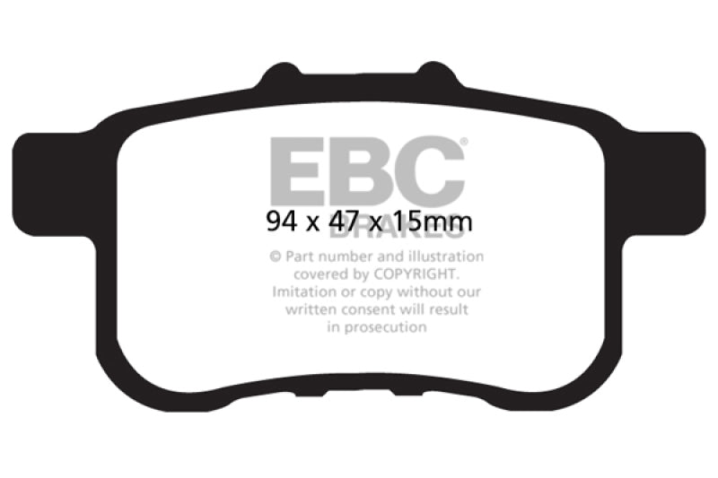 EBC Yellowstuff Rear Brake Pads for Honda Accord and Acura TSX * High-Performance Street and Track Use