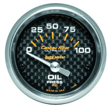 Load image into Gallery viewer, AutoMeter Carbon Fiber 52mm 100 PSI Electronic Oil Pressure Gauge