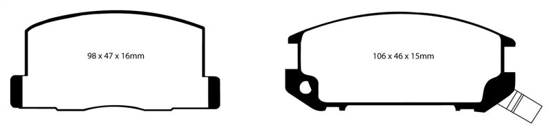 EBC Yellowstuff Rear Brake Pads for Toyota MR2 1985-1990 * High-Performance Street and Track Brake Compound