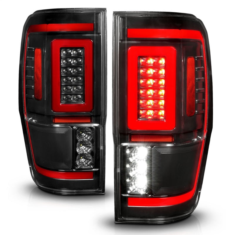 ANZO 19-22 Ford Ranger Full LED Taillights with Lightbar Sequential Signal and Clear Lens in Black Housing