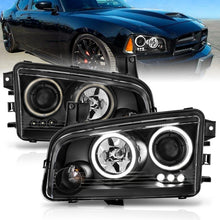 Load image into Gallery viewer, ANZO 2006-2010 Dodge Charger Projector Headlights with Halo, Black Housing and Clear Lens (CCFL) Pair