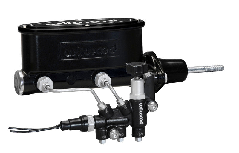 Wilwood HV Tandem Master Cylinder Kit with Combination Proportioning Valve and Mounting Hardware - 15/16 inch Bore Black Finish