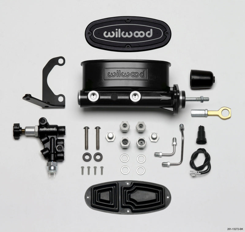 Wilwood HV Tandem Master Cylinder Kit with Combination Proportioning Valve for Early Mustang - 7/8 inch Bore, Black Finish