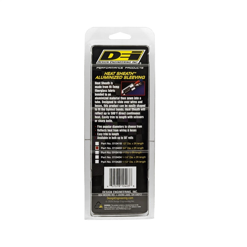 DEI Heat Sheath 3/4 inch x 3 ft Aluminized Sleeving for High-Temperature Protection