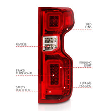 Load image into Gallery viewer, ANZO 19-21 Chevy Silverado Full LED Taillights with Light Bar - Chrome Housing, Red/Clear Lens, G2 Series