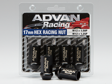 Load image into Gallery viewer, Advan Lug Nut 12x1.25 Black - 4 Pack for Automotive Wheels