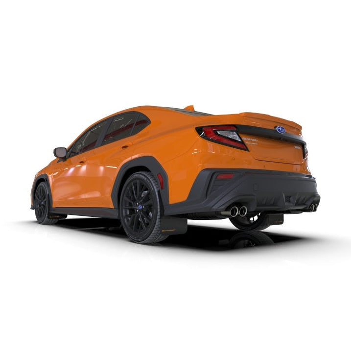 Rally Armor 22-25 Subaru WRX UR Series Black Mud Flaps with Orange Logo Part RalMF92-UR-BLK/OR