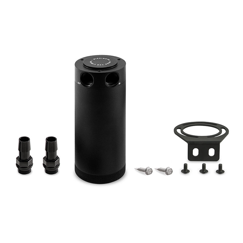 Mishimoto XL Baffled Oil Catch Can with 2 Ports – Black, Part Number misMMBCC-CBTWO-XLBK