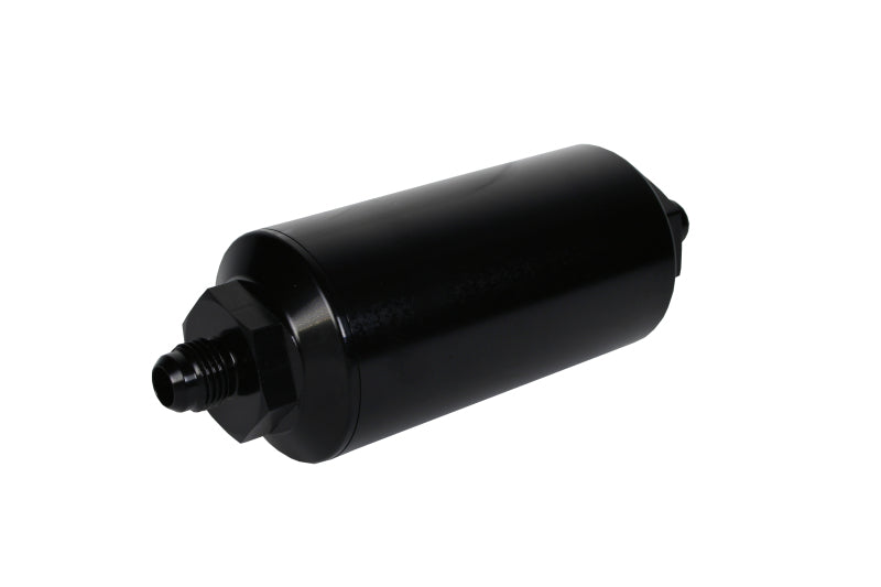 Aeromotive In-Line Filter with 10 Micron Fabric Element, AN-06 Male, Bright Dip Black Finish