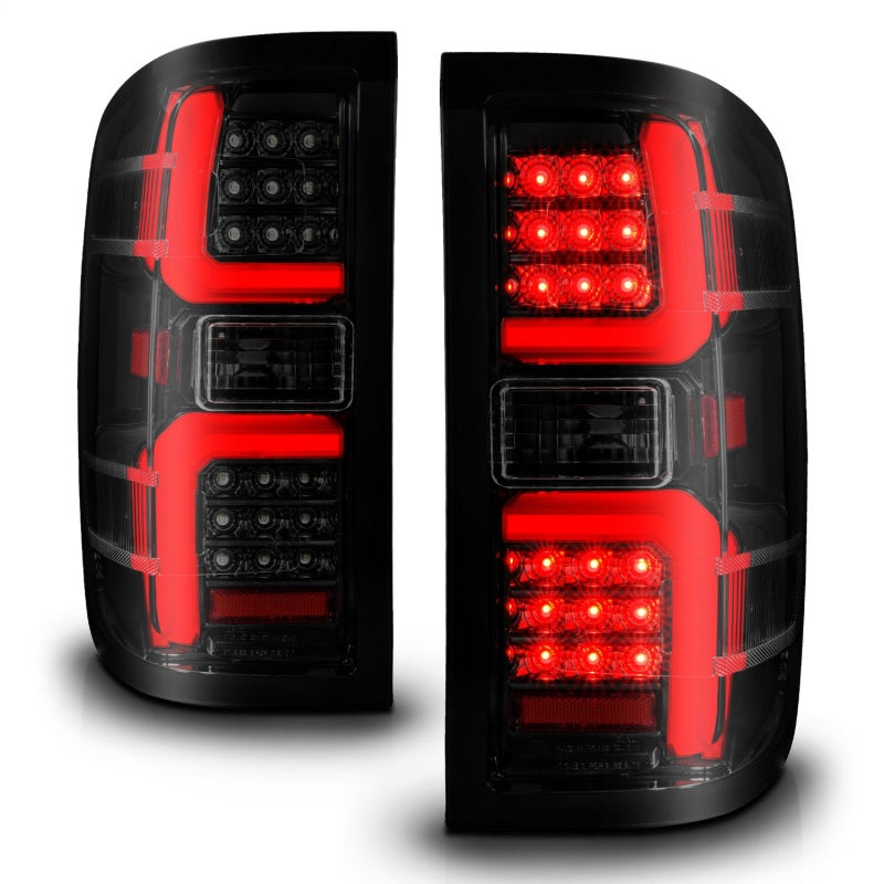 ANZO 15-19 Chevrolet Silverado LED Taillight with Sequential Light Bar and Smoke Lens, Black Housing – Pair