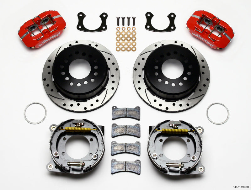 Wilwood Dynapro Low-Profile 11-inch P-Brake Kit with Red Calipers for Ford 2.50-inch Offset