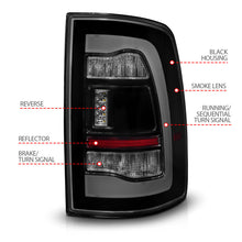 Load image into Gallery viewer, ANZO 09-18 Dodge Ram 1500 Sequential LED Tail Lights with Smoke Black Housing and Switchback Amber Signal