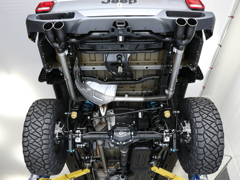 aFe Vulcan Series 3 Inch to 2-1/2 Inch Stainless Steel Cat-Back Exhaust System for Jeep Gladiator (2020-2021) with Black Tips