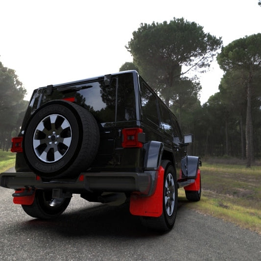 Rally Armor 18-25 Jeep JL Wrangler Red UR Mud Flap with Black Logo - Durable Polyurethane Fender Protection