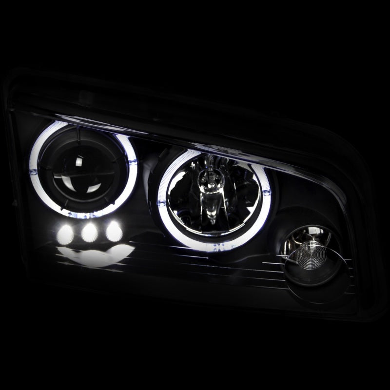ANZO 2006-2010 Dodge Charger Projector Headlights with Halo, Black Housing, Clear Lens – Pair