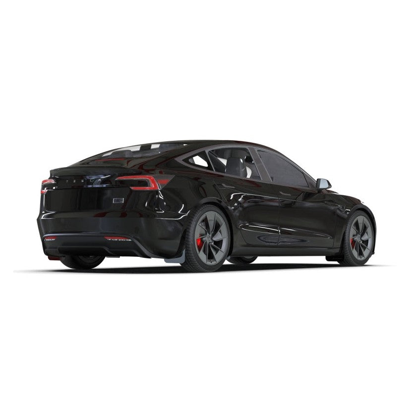 Rally Armor UR Mud Flaps for Tesla Model 3 2024 - Highland Black with Red Logo