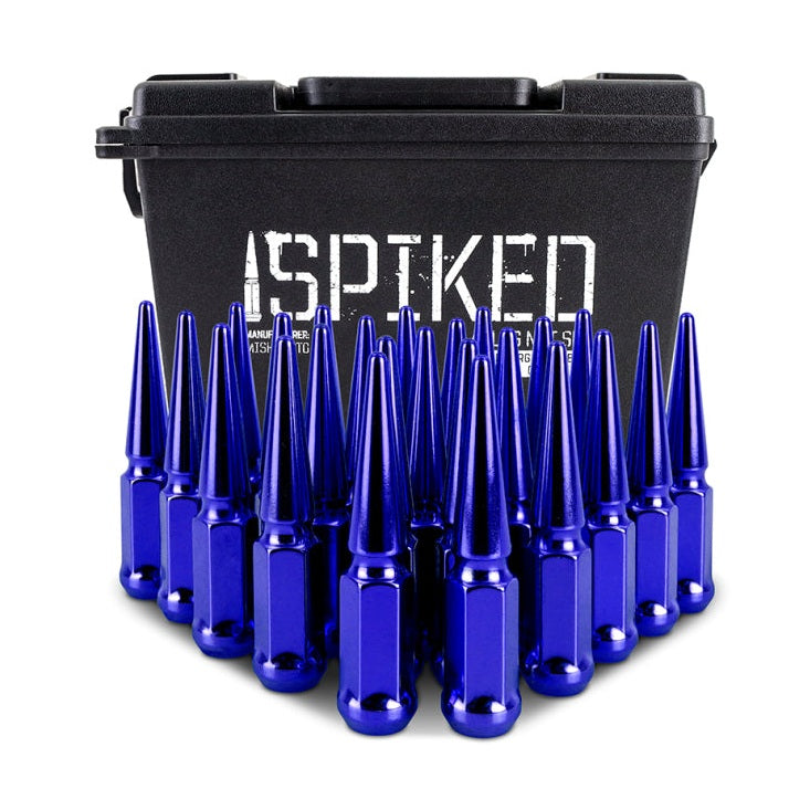 Mishimoto Steel Spiked Lug Nuts M14 x 1.5 – Blue, 24-Piece Set