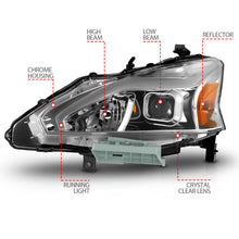 Load image into Gallery viewer, ANZO 13-15 Nissan Altima Projector Headlights with Light Bar and Chrome Housing