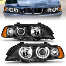 Load image into Gallery viewer, ANZO 1997-2001 BMW 5 Series Projector Headlights with Halo, Black Housing, Clear Lens - Pair
