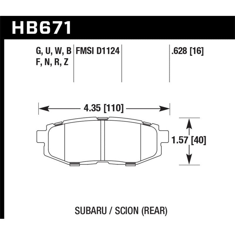 Hawk Performance - 13-16 Scion FR-S 2.0L Rear ER-1 Brake Pads - HB671D.628