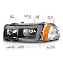 Load image into Gallery viewer, ANZO 99-17 GMC Sierra/Denali Headlight Set with Black Housing and Clear Lenses