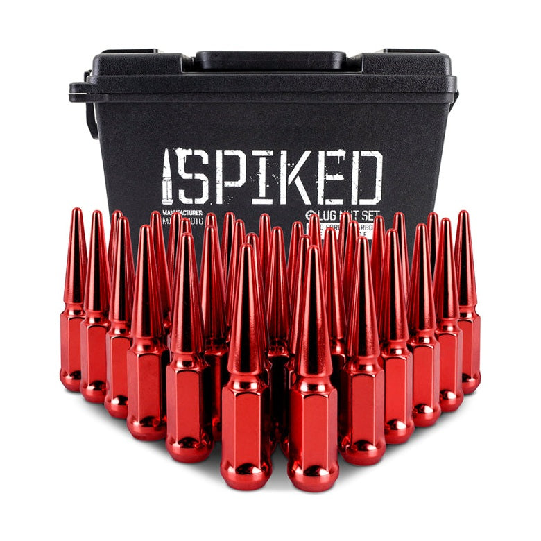 Mishimoto Steel Spiked Lug Nuts M14 x 1.5, 32-Piece Set in Red