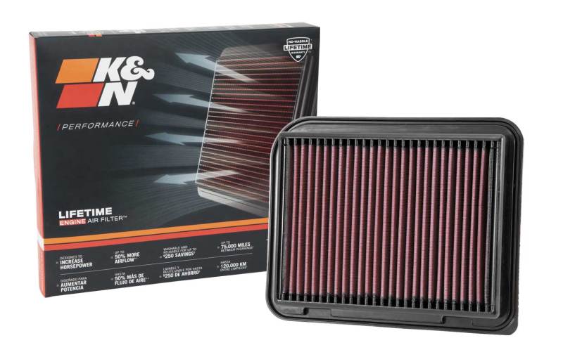 K&N Replacement Panel Air Filter for Mitsubishi Outlander, ASX, and Lancer 2012-2015 * High-Flow Reusable Filter Part Number KN-33-3015