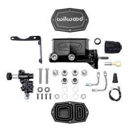 Wilwood Mopar Compact Tandem Master Cylinder Kit with Combination Valve and Pushrod, 15/16 Inch Bore - Black