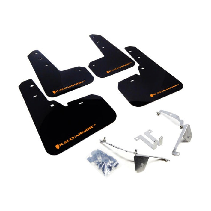 Rally Armor UR Series Black Mud Flaps with Orange Logo for Subaru XV Crosstrek (2013-2015)