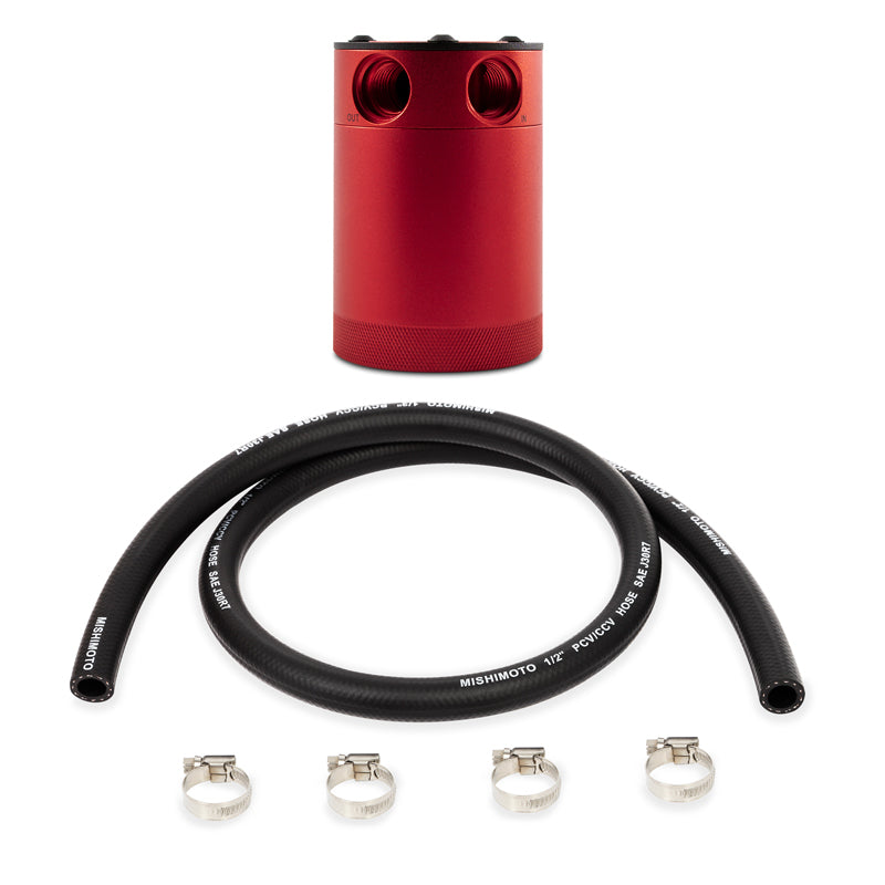 Mishimoto Compact Baffled Oil Catch Can with Two Ports - Red