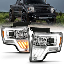 Load image into Gallery viewer, ANZO G4 Switchback Headlights for Ford F-150 2009-2013 – Clear Lens with Halo and Amber Accents, Black Housing