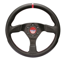 Sparco R383 Champion Black Leather Steering Wheel with Black Stitching by Sparco