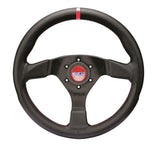 Sparco R383 Champion Black Leather Steering Wheel with Black Stitching by Sparco