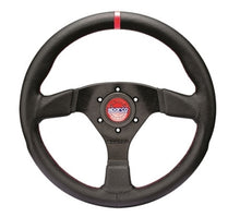 Load image into Gallery viewer, Sparco R383 Champion Black Leather Steering Wheel with Red Stitching - Part Number SPA015R383PLUNRS