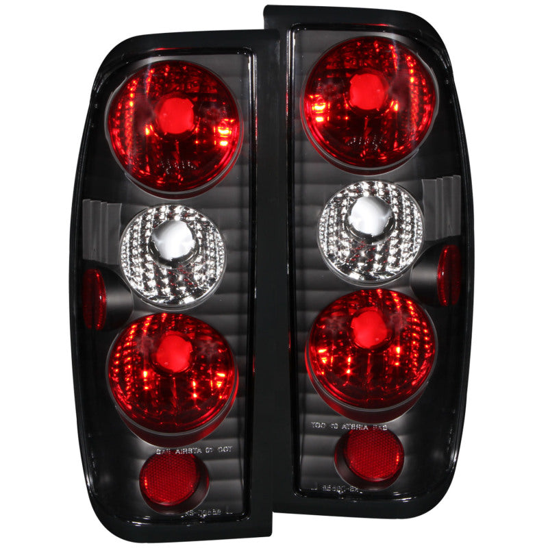 ANZO 1998-2004 Nissan Frontier Tail Light Assembly with Clear Lens and Black Housing - Pair