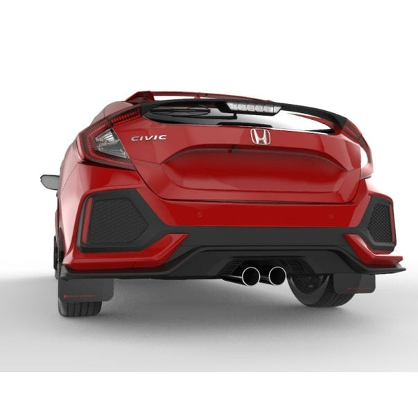 Rally Armor 17-19 Honda Civic UR Mud Flaps with Red Logo - Premium Urethane, No Drilling Needed