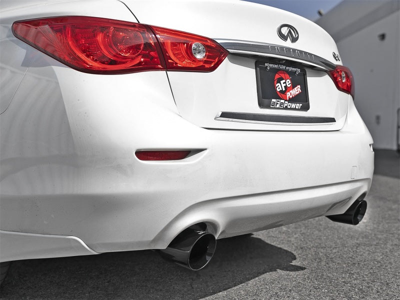 aFe Takeda 2.5-inch 304 Stainless Steel Axle-Back Exhaust System with Black Tips for Infiniti Q50 2016-2019