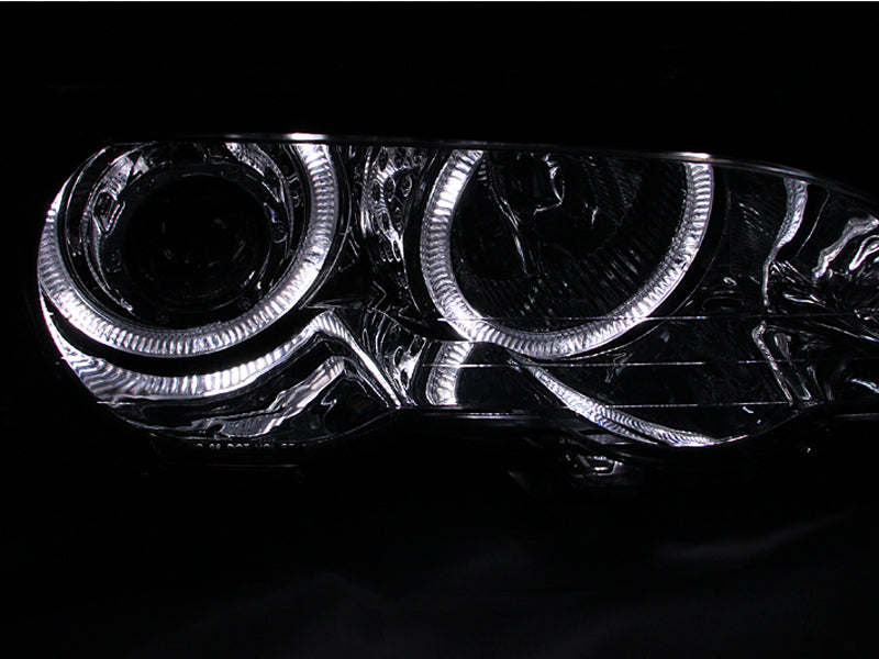 ANZO 2000-2003 BMW 3 Series E46 Projector Headlights with Halo, Chrome Housing, Pair